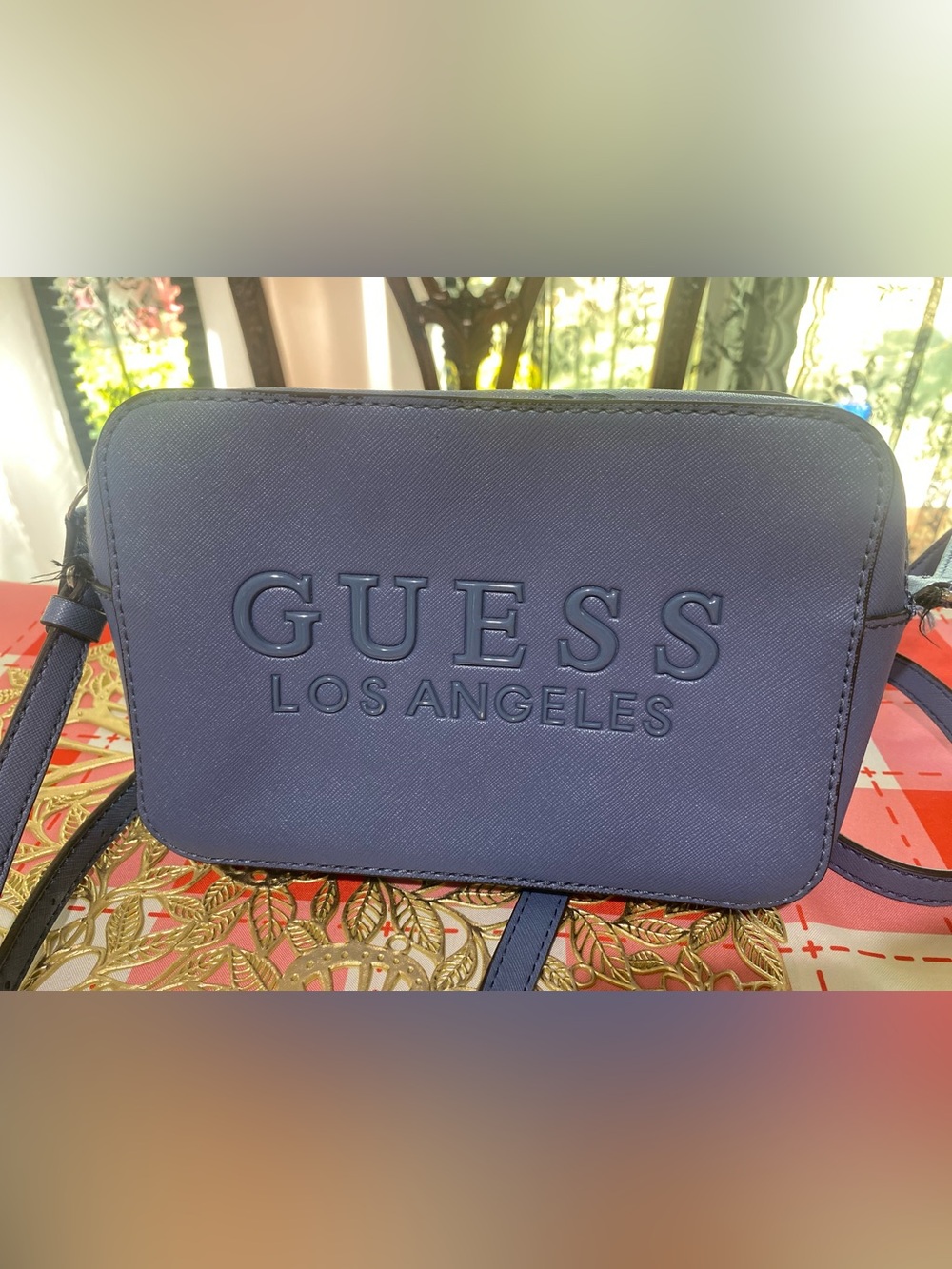 🤩🤩GUESS Los Angeles Navy Blue Crossbody Bag with Embossed Logo